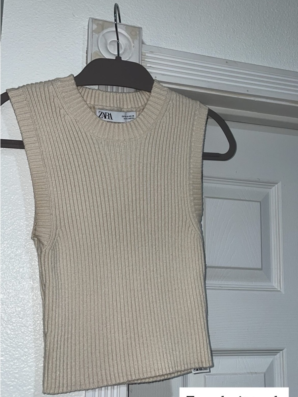 Zara Cream Ribbed Knit Tank